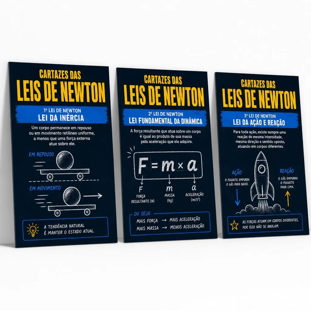 Cartazes das Leis de Newton